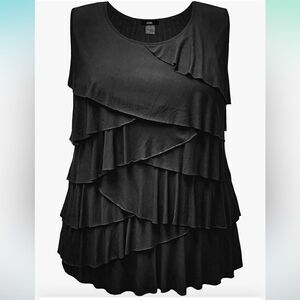 Leebe Women's Sleeveless Top Solid Blue, Ruffled Medium NWT
